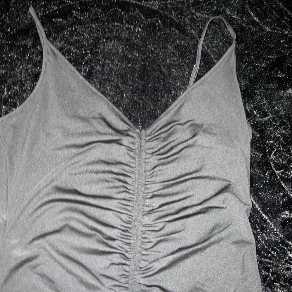 Black satin ruched dress